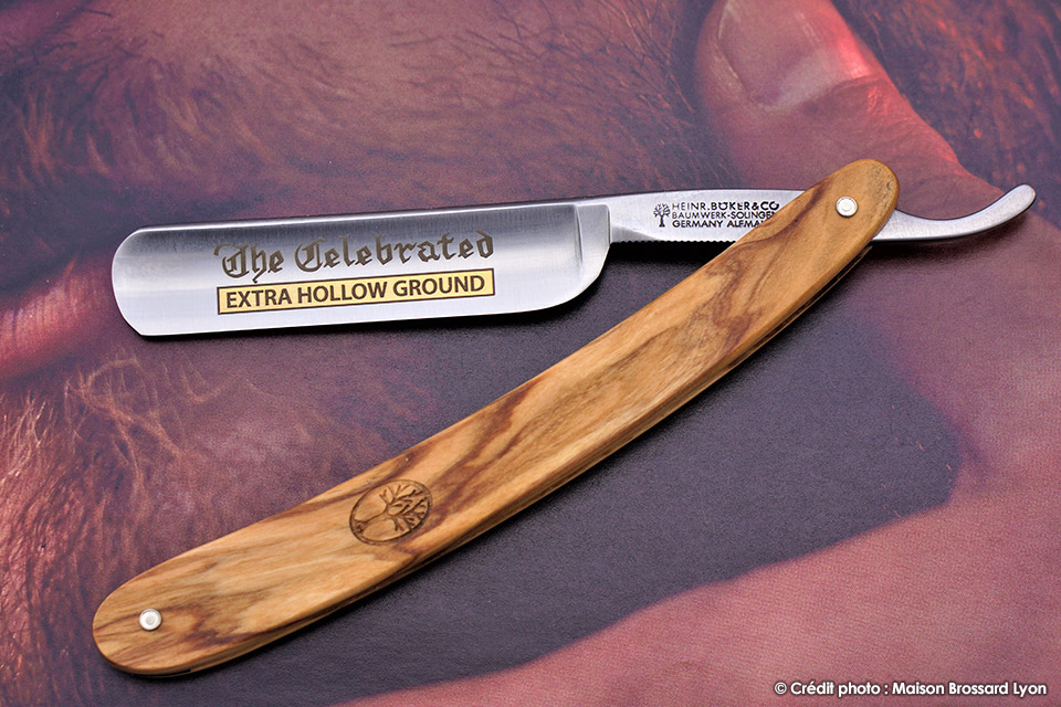 Rasoir de barbier Boker Solingen Allemagne manche olivier